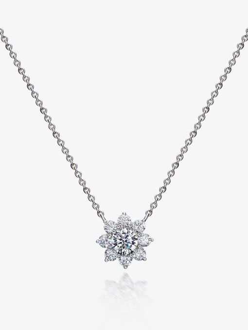 White [P 0757] 925 Sterling Silver Cubic Zirconia Flower Dainty Necklace